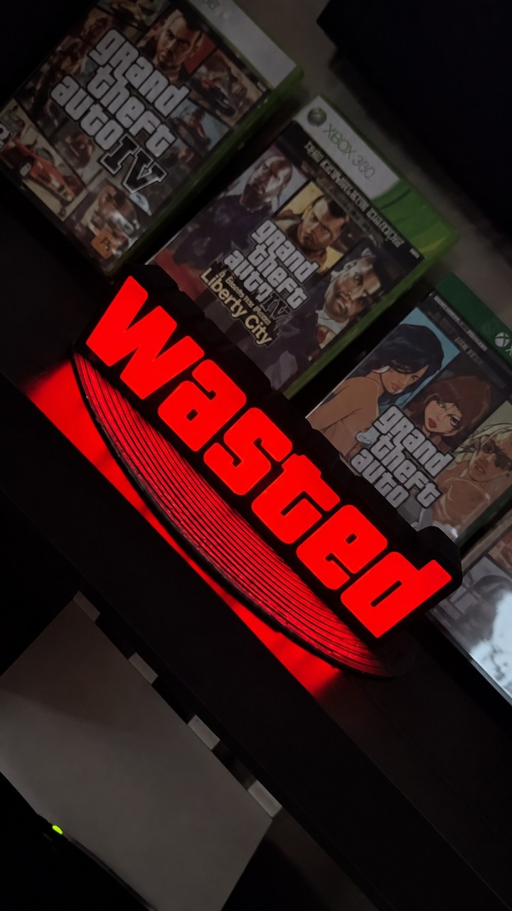GTA “Wasted” LED box with glowing red lettering