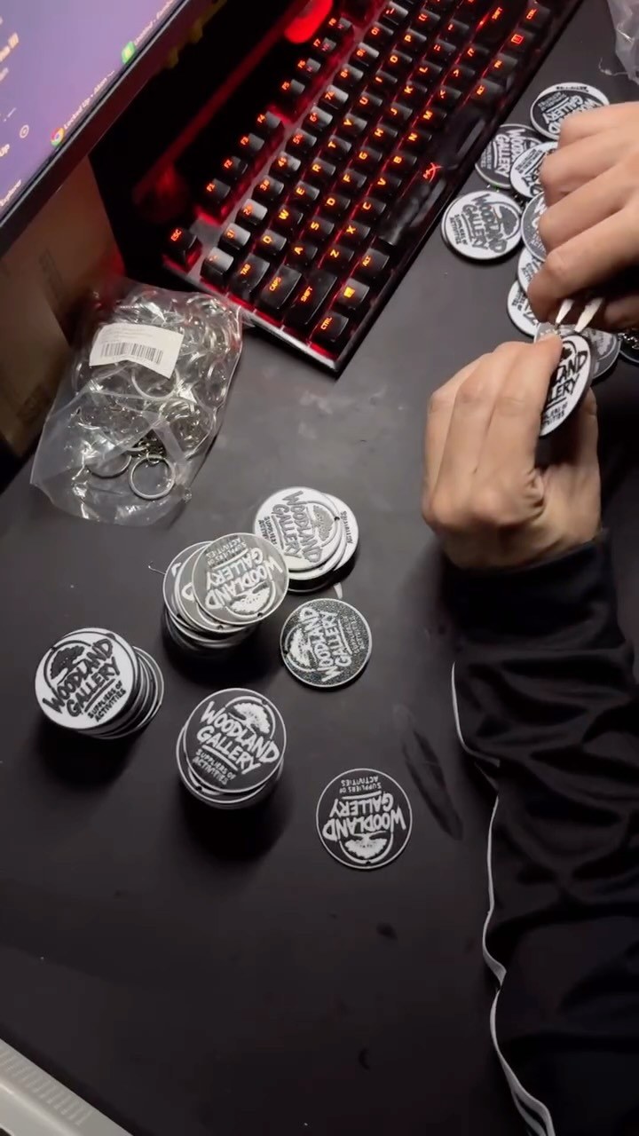 Custom NFC keychains 3D printed by SmoTech3D for Woodland